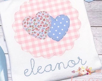 scallop patch with hearts blanket stitch applique embroidery design file