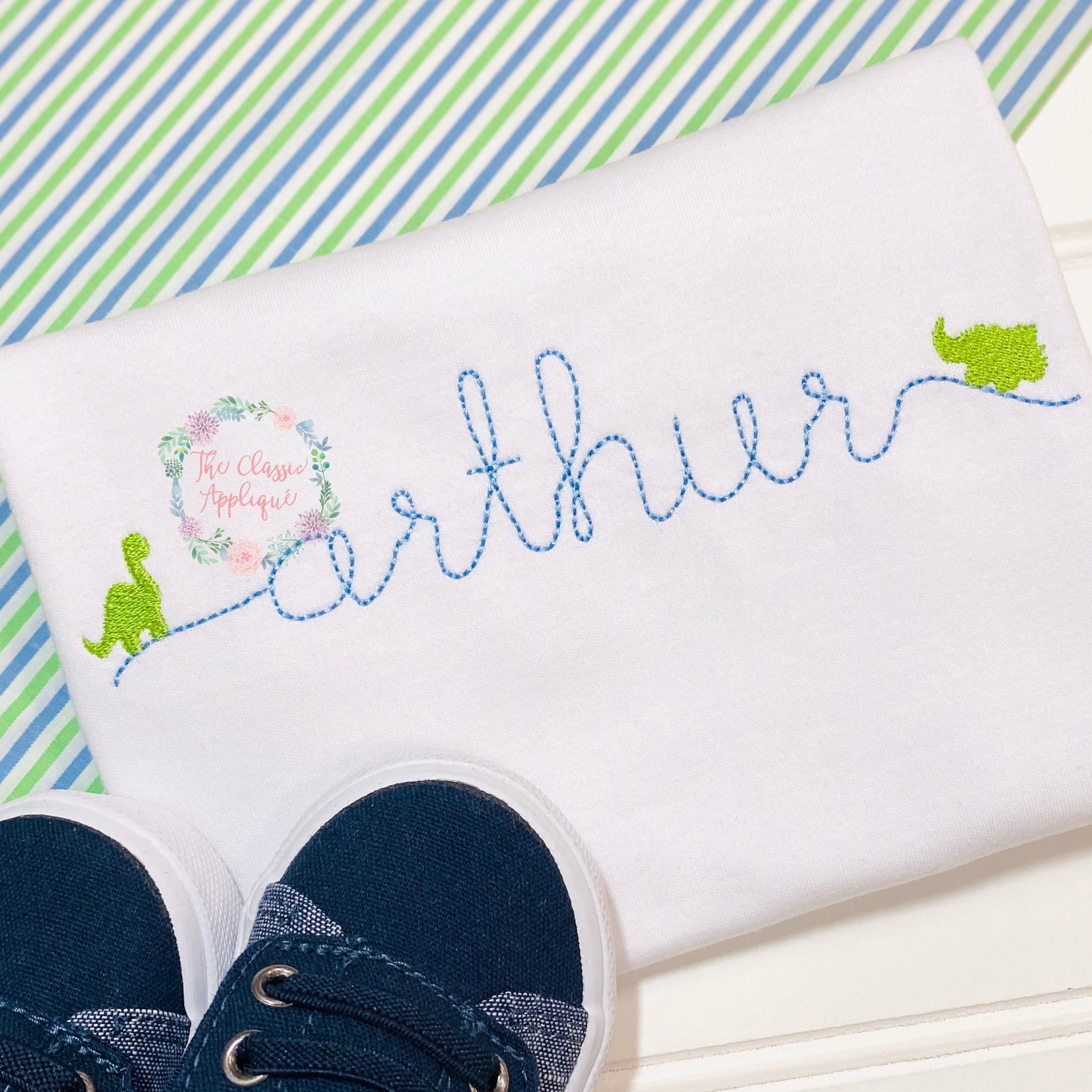 The Dino Bean Stitch, Vintage Stitch Font With Dinosaur Swashes Machine ...
