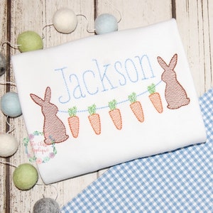 Easter bunny holding carrots bunting monogram frame sketch fill, light fill, quick stitch machine embroidery design file