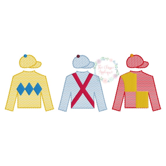 Horse Racing Jockey Silks Trio Sketch Fill, Light Fill Quick