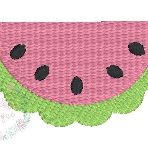 Summer scallop watermelon mini fill stitch machine embroidery design file