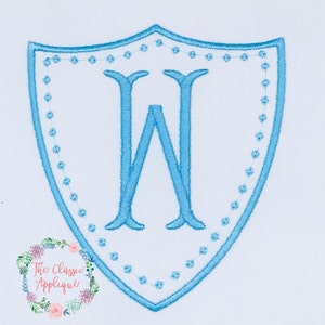 Crest with colonial knot inset vintage stitch detail monogram frame machine embroidery design file