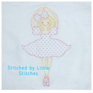 ballerina blanket stitch applique in vintage style design file for embroidery