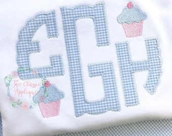 The Holly Scallop zig zag applique monogram font "made for minis" machine embroidery design file