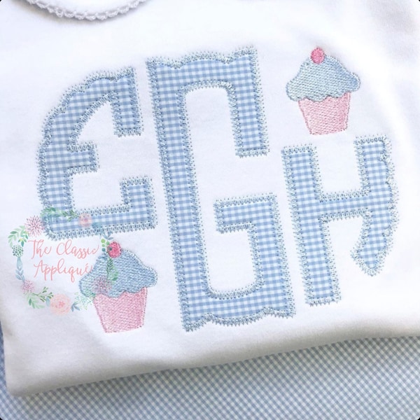 The Holly Scallop zig zag applique monogram font "made for minis" machine embroidery design file