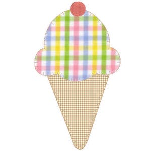 Ein-Scoop-Eis-Kegel mit Kirsche Decke Stich Applikation Stickerei Design-Datei