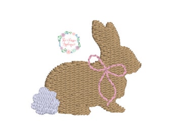Easter bunny with bow mini fill stitch machine embroidery design file