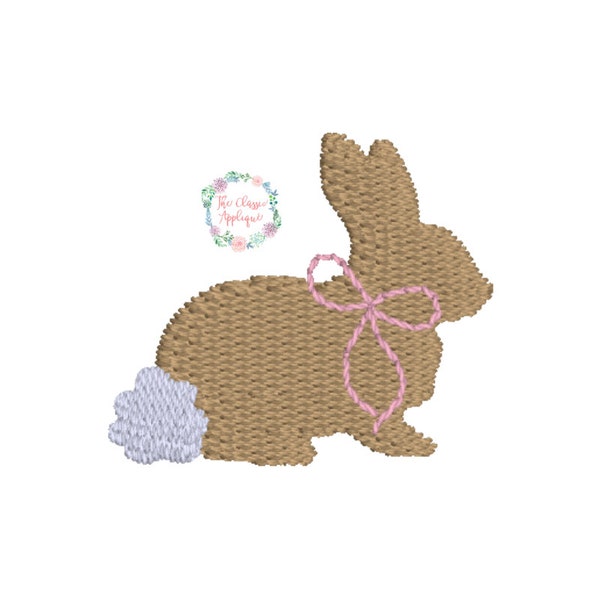Easter bunny with bow mini fill stitch machine embroidery design file