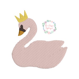 Swan with crown mini fill stitch machine embroidery design file