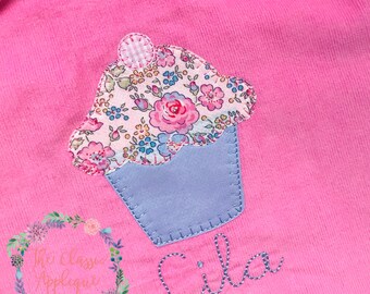 cupcake blanket stitch applique vintage style design file for embroidery