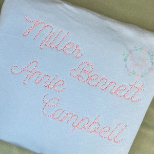 Classic cursive bean stitch, vintage stitch machine embroidery design font