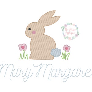 Osterhase mit Gras und Blumen Skizzenfüllung, Lichtfüllen, Maschinenstickerei Stickdatei