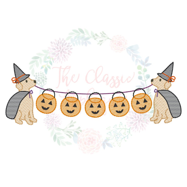 Halloween Girl Witch Dogs Holding Candy Buckets Sketch Fill,light Fill ...