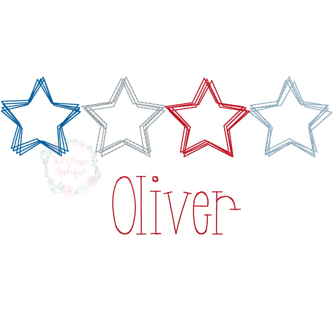 Patriotic fourth of july doodle stars vintage stitch quick stitch