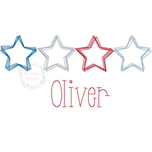 Patriotic Fourth of July doodle stars vintage stitch, quick stitch, scribble machine embroidery design