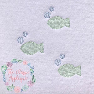 sketch fill swimming fish with bubbles trio quick stitch embroidery design file