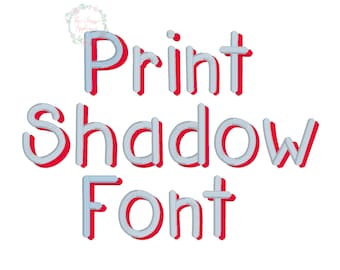 Può includere: Font "Print Shadow" in rosso e grigio con effetto 3D.