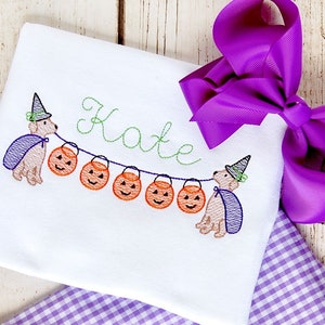 Halloween Girl Witch Dogs Holding Candy Buckets Sketch Fill,light Fill ...