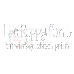 Poppy lettertype vintage steek, bonen steek, snelle steek handgeschreven print lettertype machine borduurwerk ontwerp