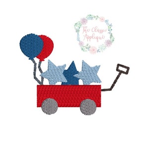 Patriotic wagon for Fourth of July mini fill stitch machine embroidery design file