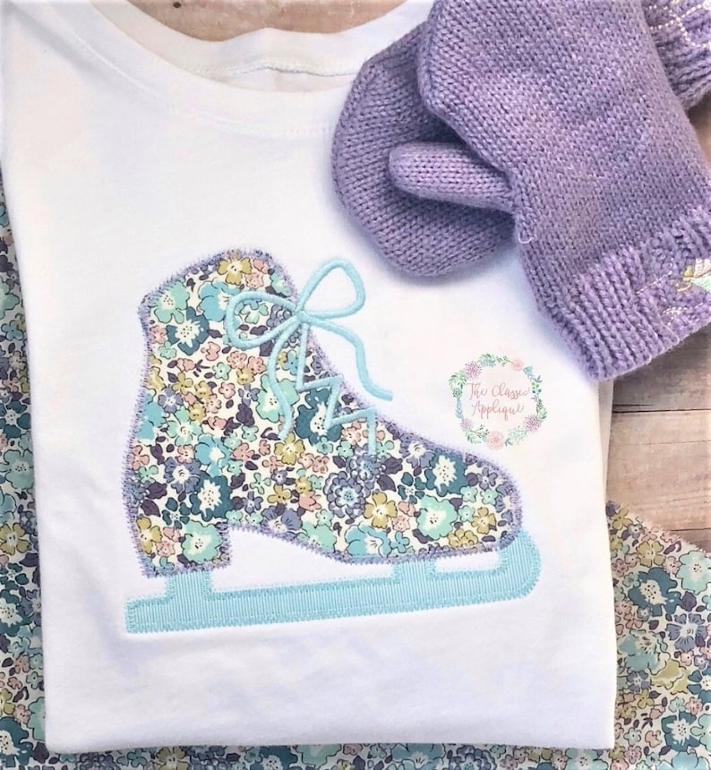 Winter Girl Ice Skate Zig Zag Applique Machine Embroidery Etsy
