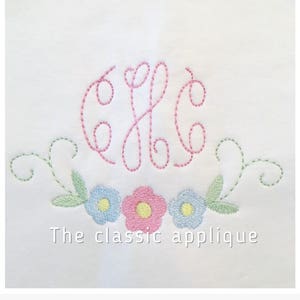 vintage inspired floral monogram frame design file for embroidery