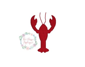 Crawfish, crayfish, lobster mini fill stitch machine embroidery design file