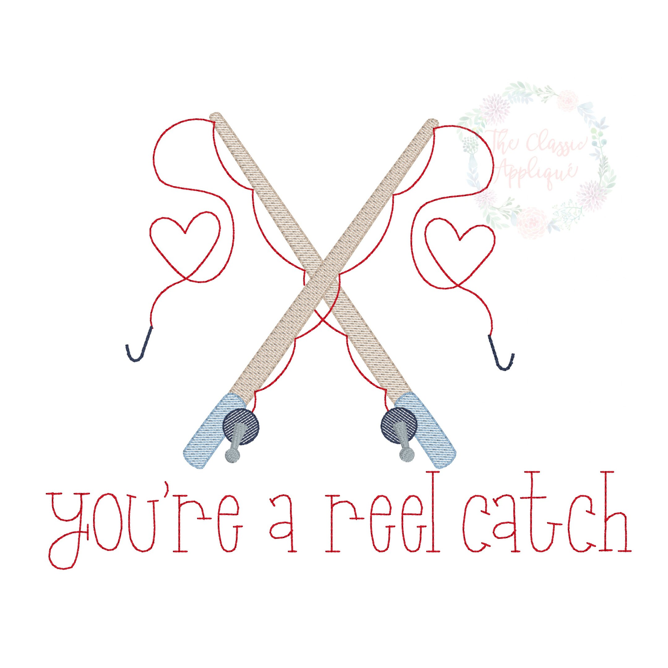 Valentine's Day Fishing Poles With Hearts Boy Sketch Fill, Light