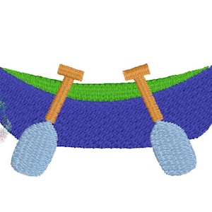 Canoe with paddles mini fill stitch machine embroidery design file in 1 inch, 1.5 inch, and 2 inch
