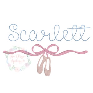 Ballett Schleife Monogramm Rahmen Mädchen Maschinenstickerei Design Datei