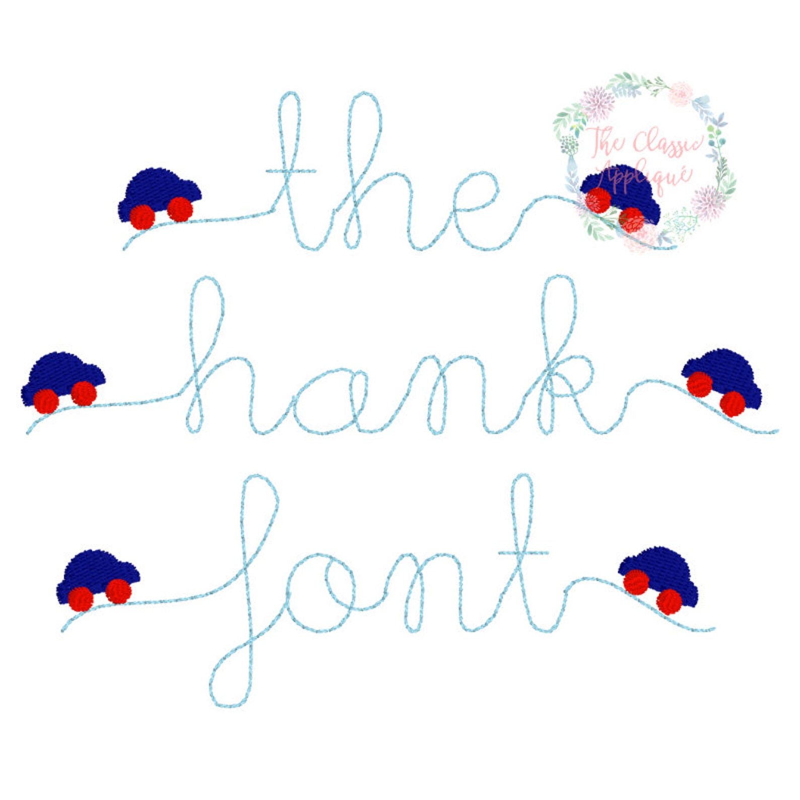 The Hank Vintage Stitch, Bean Stitch Font With Mini Fill Car Swashes ...
