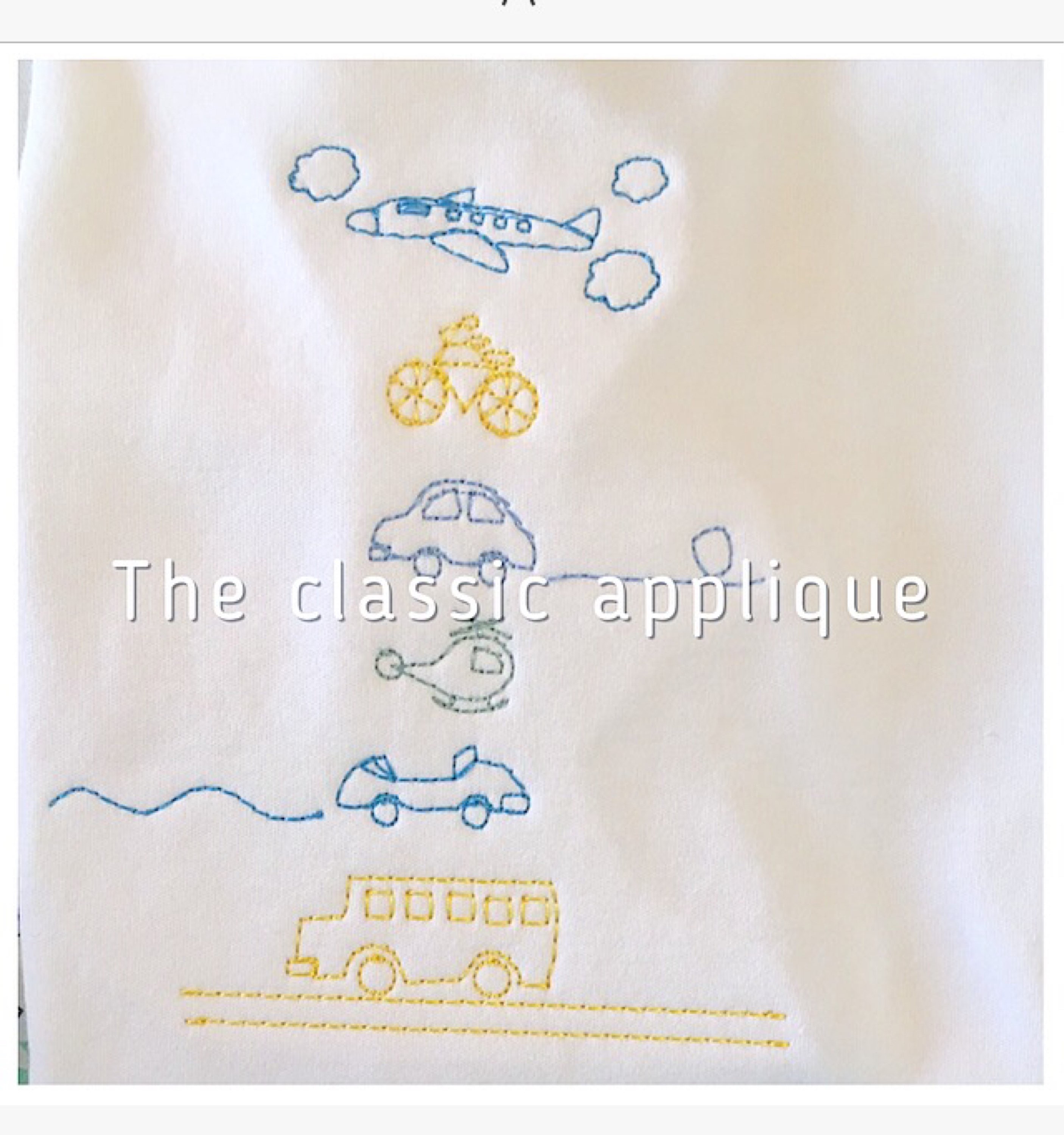 car, bus, bike, plane transportation vintage quick bean stitch design file for embroidery