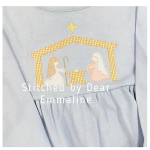 Weihnachten Krippe Krippe Decke Stich, Vintage-Stil Applikation Stickerei Design