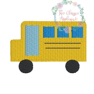 May include: A yellow school bus with black outlines and blue windows. The bus has three rows of windows and two black wheels.