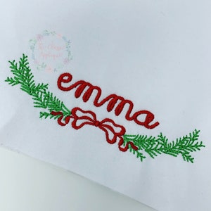 Christmas garland holly with bow monogram frame machine embroidery design file