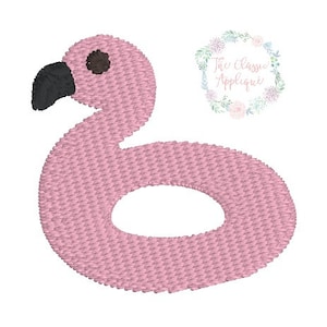 May include: Pink inflatable flamingo pool float with a black beak and eye.