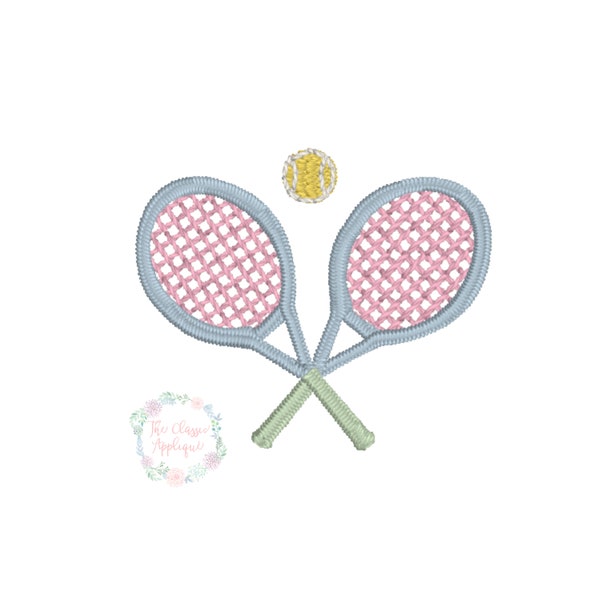 tennis rackets and tennis ball mini machine embroidery design file by The Classic Applique