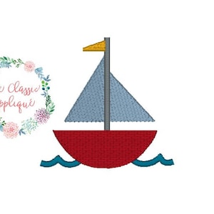nautical summer sailboat mini fill stitch machine embroidery design file