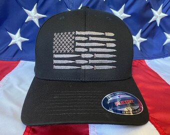 Bullet American flag hat, bullets embroidered hat, bullet flag hat