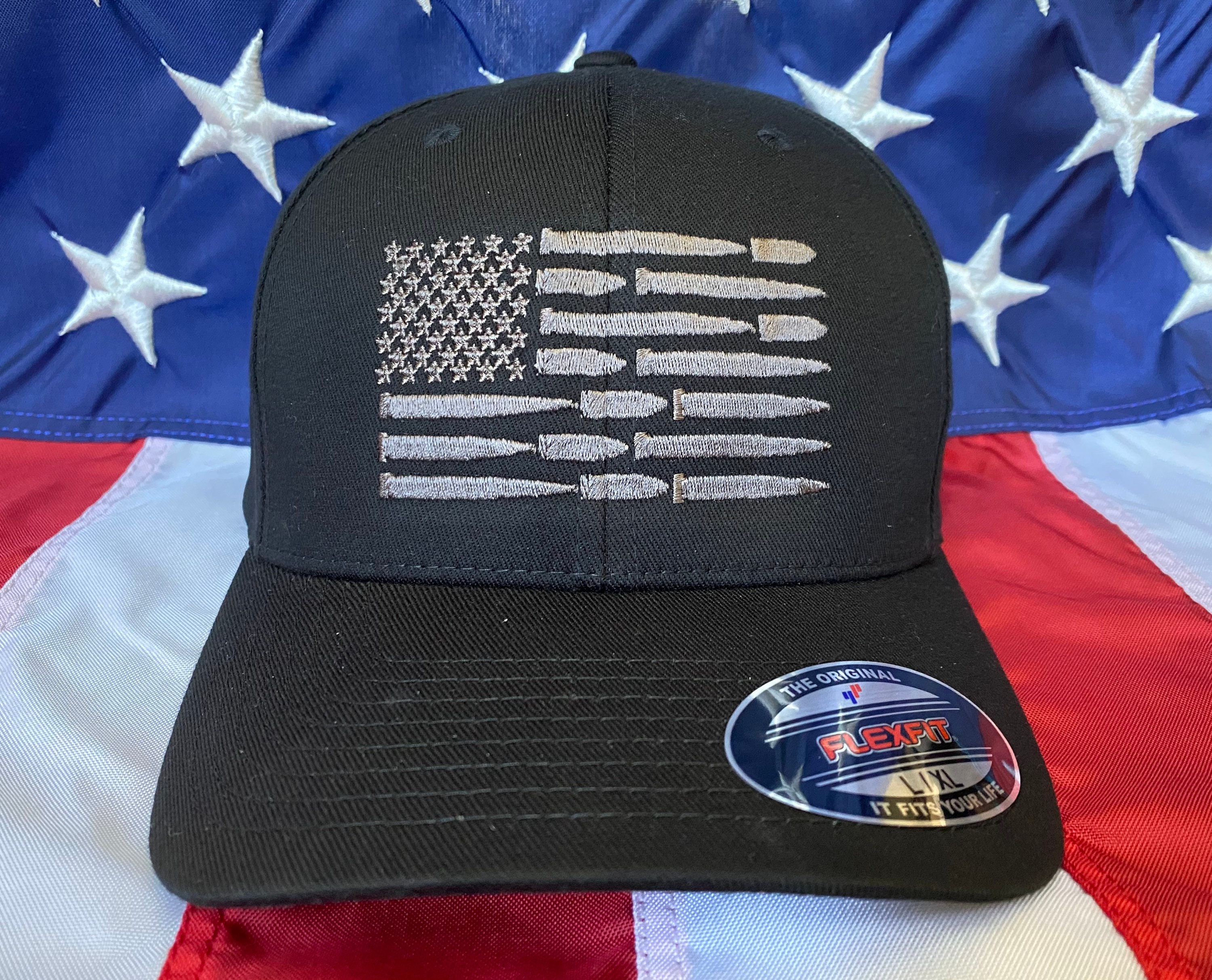 Bullet American Flag Hat, Bullets Embroidered Hat, Bullet Flag Hat