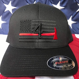 Free personalization Thin red line axe Fire fighter American flag hat, fire cap, custom fire fighter gift embroidered hat