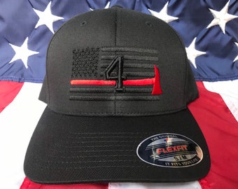 Free personalization blacked Thin red line axe Fire fighter 3D station number block American flag hat, fire cap, custom fire fighter gift
