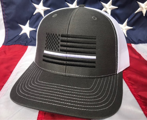 Free personalization Thin white line hat American flag hat | Etsy