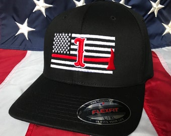 Free personalization Thin red line axe Fire fighter 3D station number American flag hat, fire cap, custom fire fighter gift embroidered hat