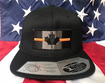 Free personalization Thin orange line Search and Rescue Canadian Flag hat, Canadian SAR, Canada thin orange line flag cap