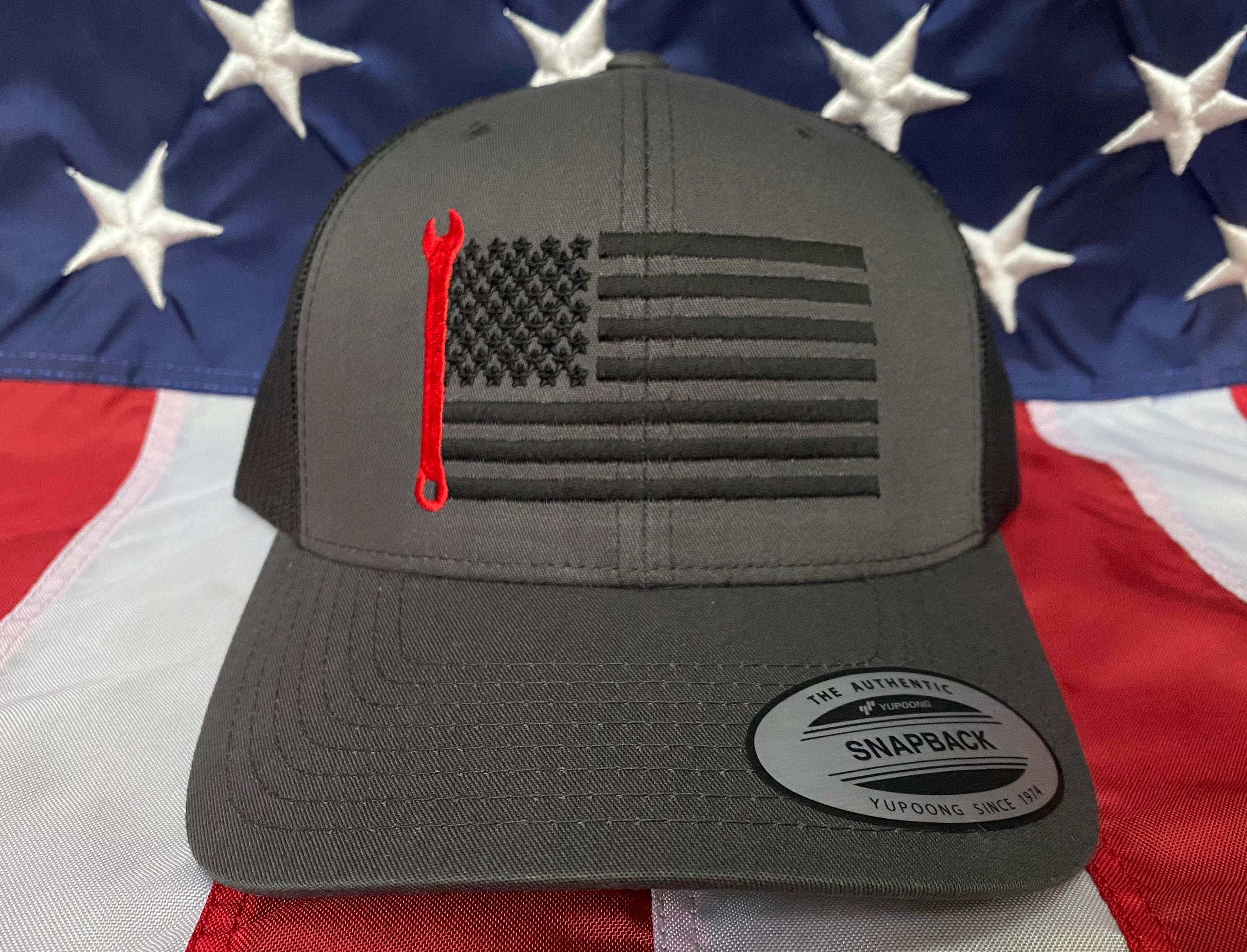 Any colors, mechanic flag embroidered hat, mechanic baseball cap, red