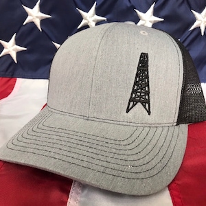 Oil derrick embroidered hat, Richardson snapback hat, oilfield hat, roughneck hat