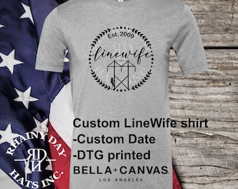 Free personalization, custom Line Wife shirt, Lineman’s Wife