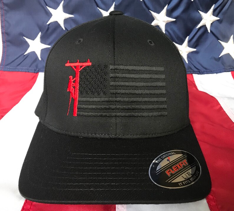 Any Colors Lineman Blacked Out Flag Embroidered Hat Lineman Etsy