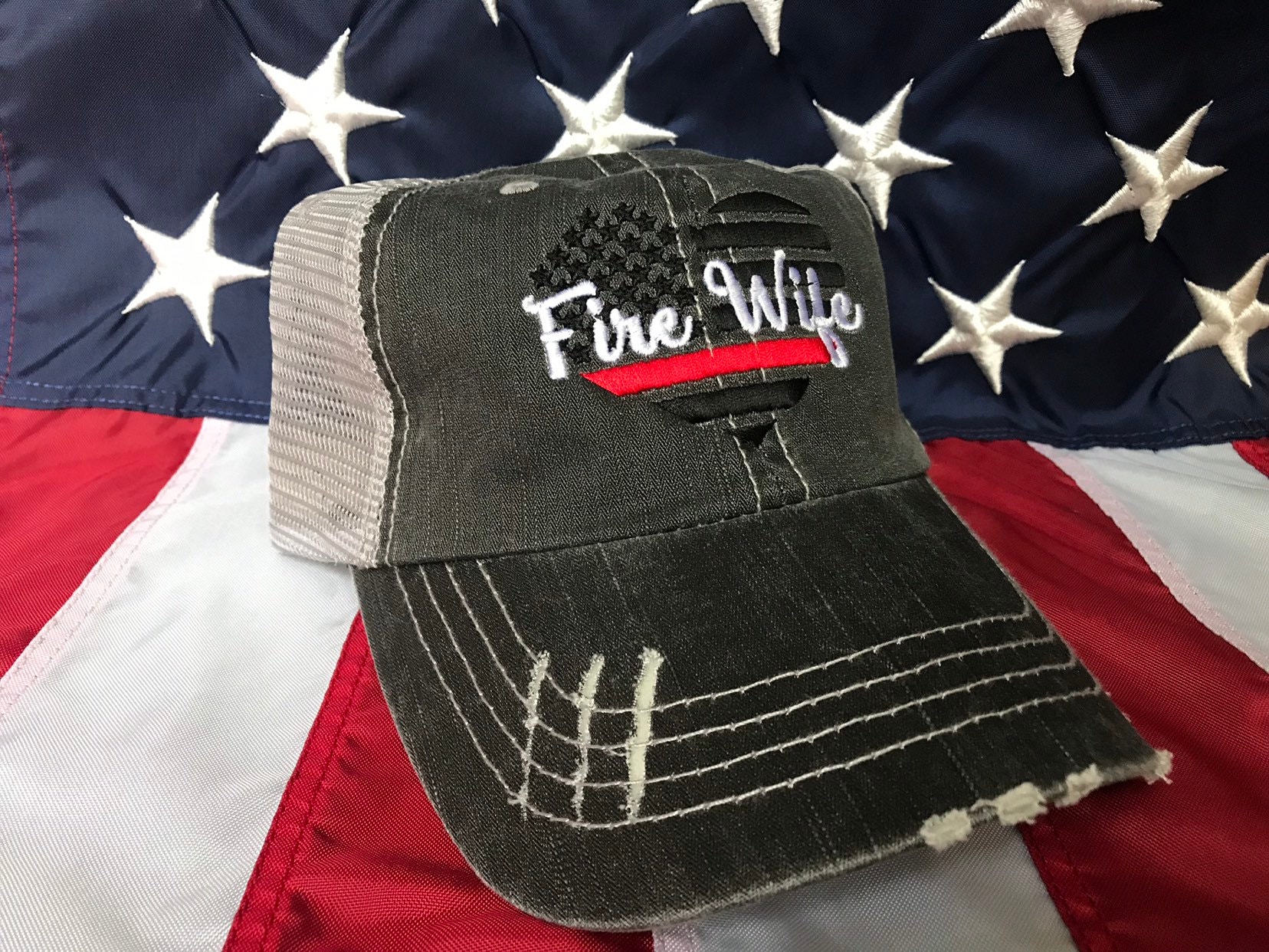 Thin red line Fire Wife American flag heart Fire Wife | Etsy